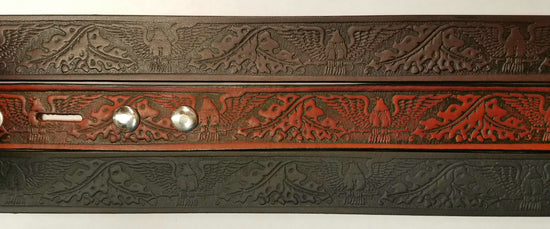 Embossed Leather Belt 1 1/2" Eagle Floral