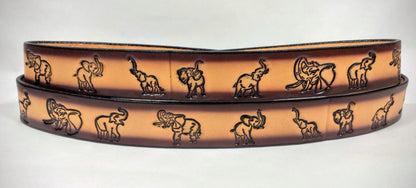Embossed Leather Belt 1 1/2" Wildlife Elephants