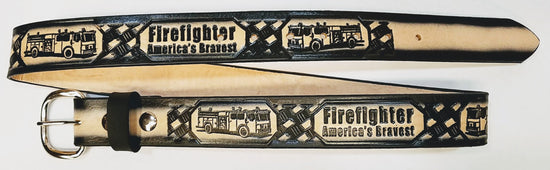 Embossed Leather Belt 1 1/2" Firefighter 2 TC