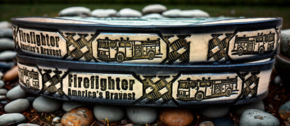 Embossed Leather Belt 1 1/2" Firefighter 2 TC