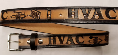 Embossed Leather Belt 1 1/2" HVAC 2 Tone Color
