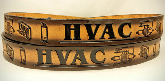 Embossed Leather Belt 1 1/2" HVAC 2 Tone Color