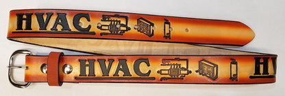 Embossed Leather Belt 1 1/2" HVAC 2 Tone Color
