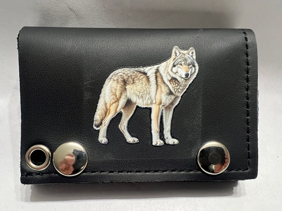 Leather Chain Wallet - Wolf