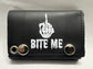 Leather Chain Wallet - Bite Me Middle Finger