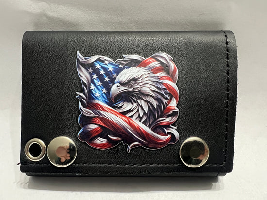 Leather Chain Wallet - Patriot Eagle Flag