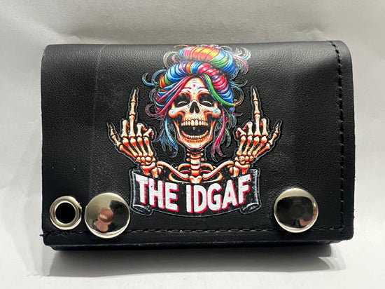 Leather Chain Wallet - The IDFAF Lady With 2 Middle Fingers