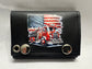 Leather Chain Wallet - FireFighter Fire Truck Flag