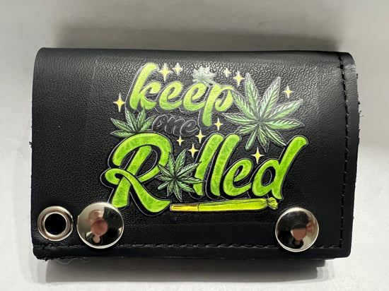 Leather Chain Wallet - Weed Keep One Rolled