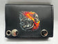 Leather Chain Wallet - Motorcycle Skull Flame