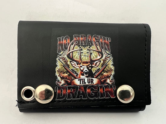 Leather Chain Wallet - Deer Hunt No Bragin Till Ur Dragin