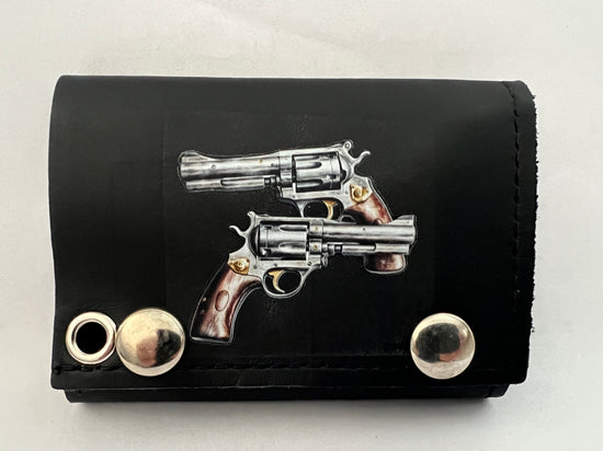 Leather Chain Wallet - Guns Six Shooter