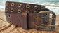 Leather Belt Double Hole With Antique Brass Buckle and Grommets 1 1/2" Wide