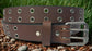 Leather Belt Double Hole With Antique Nickel Buckle and Grommets 1 1/4" Wide