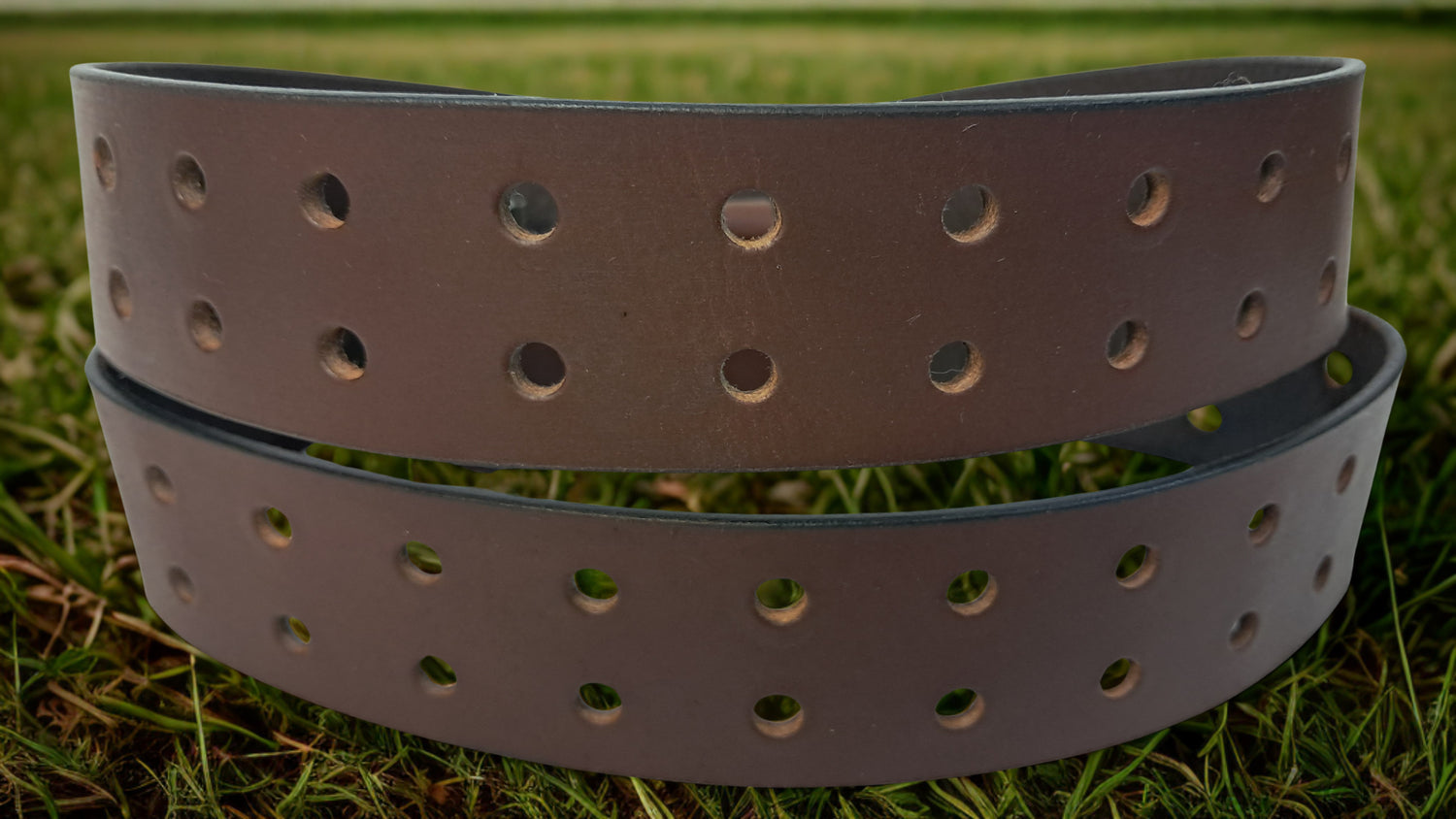 Plain Leather Belt Double Hole 1 1/2" Wide Black Plate Hardware