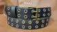 Leather Belt Double Hole With Antique Brass Buckle and Grommets 1 1/2" Wide