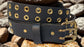 Leather Belt Double Hole With Brass Plate Buckle and Grommets 1 1/2" Wide