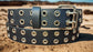 Leather Belt Double Hole With Nickel Plate Buckle and Grommets 1 1/2" Wide