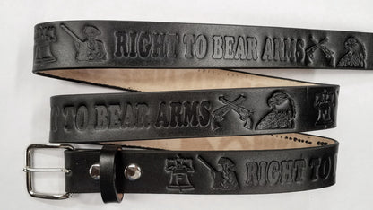 Embossed Leather Belt 1 1/2" Right To Bear Arms