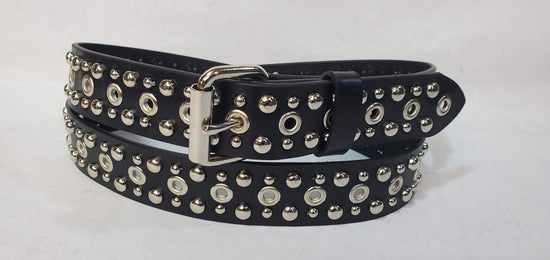 Leather Belt With  Grommets and Studs 1 1/2" Wide