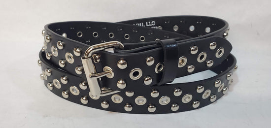 Leather Belt With  Grommets and Studs 1 1/2" Wide