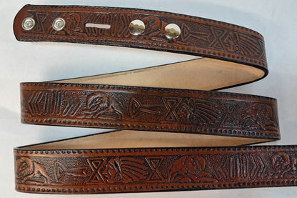 Embossed Leather Belt 1 1/2" Wide Southwest Design