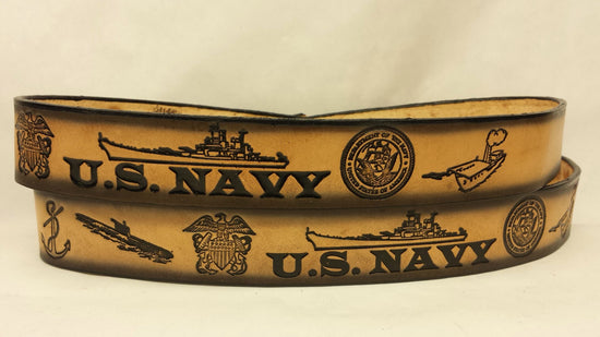 Embossed Leather Belt 1 1/2" U.S.Navy