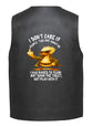 A black sleeveless vest shown from the back, featuring a graphic of a yellow cartoon duck wearing sunglasses with the text &