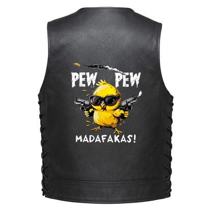 Leather Vest - Pew Pew MADAFAKAS !