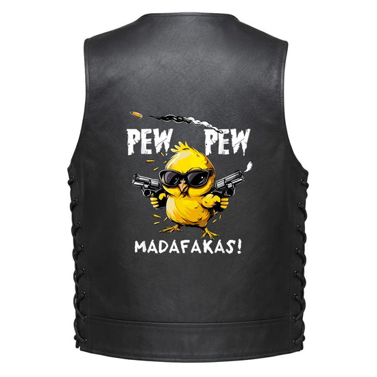 Leather Vest - Pew Pew MADAFAKAS !