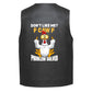 Leather Vest - A cartoon chicken graphic and the text &