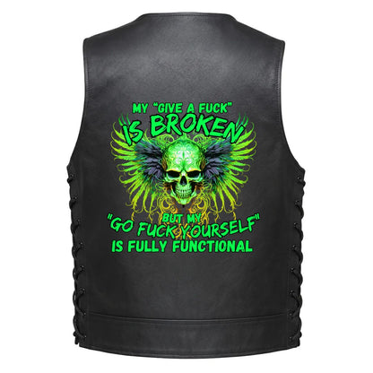 A green skull with black wings and bright green text that reads, &