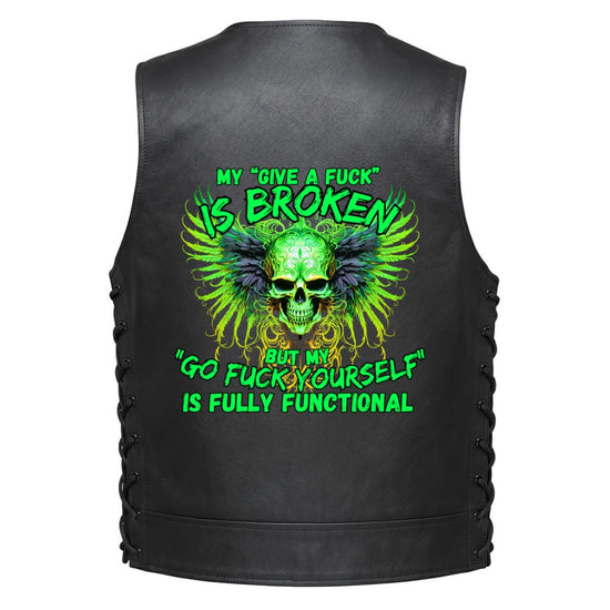 A green skull with black wings and bright green text that reads, &