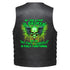 A green skull with black wings and bright green text that reads, &