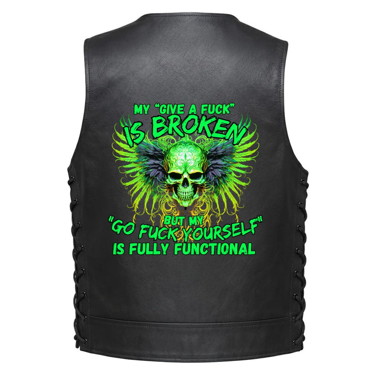 A green skull with black wings and bright green text that reads, &