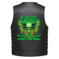A green skull with black wings and bright green text that reads, &