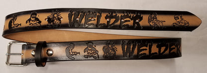 Embossed Leather Belt 1 1/2" Welder