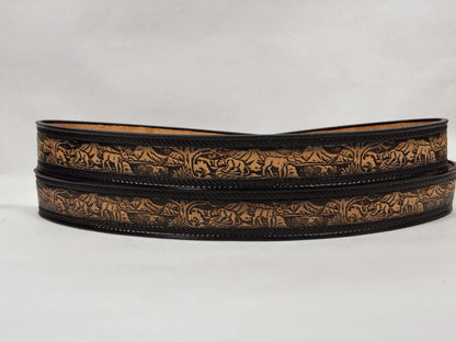 Embossed Leather Belt 1 1/2" Wildlife Rope