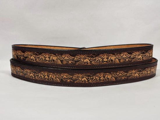Embossed Leather Belt 1 1/2" Wildlife Rope