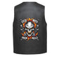 Leather Vest - A skull with flaming guns pistons and banners reading &