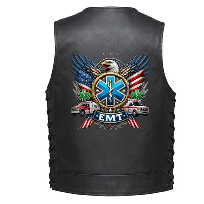 Leather Vest - Emergency Medical Services Eagle Emblem