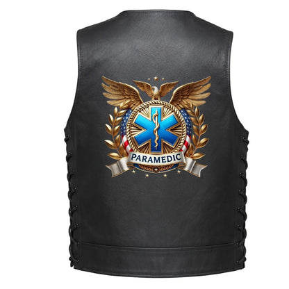Leather Vest - Paramedic Eagle, Ambulance, and Star of Life Emblem