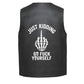 Leather Vest - A skeleton hand giving the middle finger with the text &