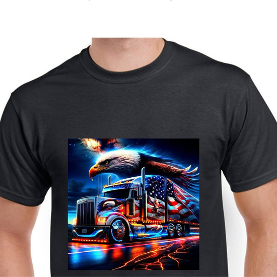 Short Sleeve T-Shirt - Truck Eagle Flag