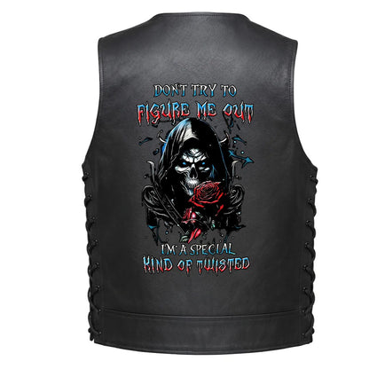 A gothic grim reaper graphic with a skull hood red rose and distressed text that reads &