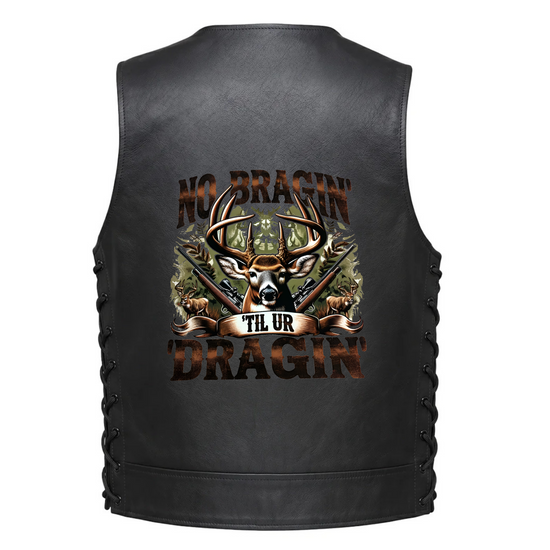 Leather Vest - Deer Hunt - No Braggin&