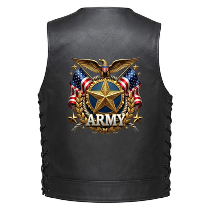 Leather Vest - Army. Emblem