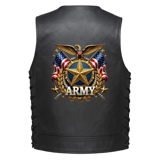 Leather Vest - Army. Emblem