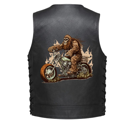 Leather Vest - Bigfoot Riding a Motorcycle