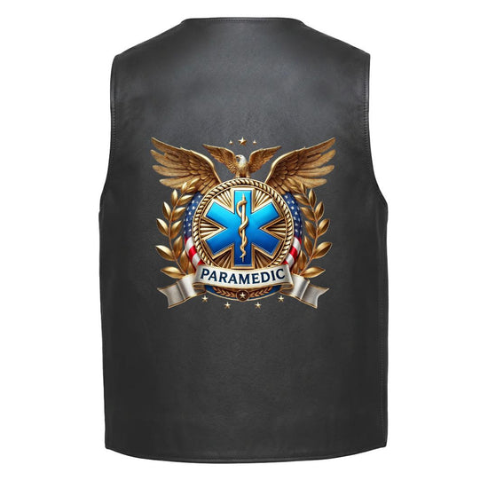 Leather Vest - Paramedic Eagle, Ambulance, and Star of Life Emblem